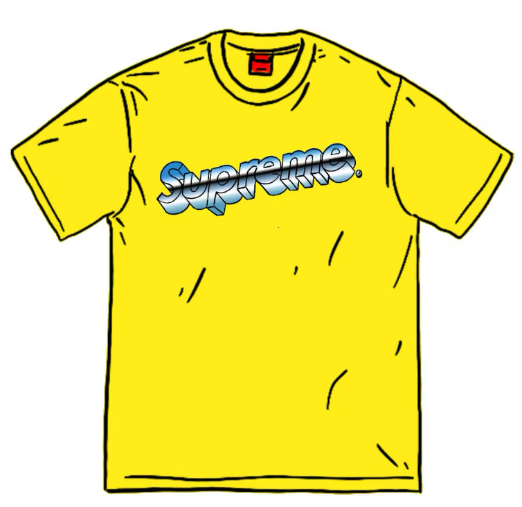 Supreme Chrome Logo Yellow Tee