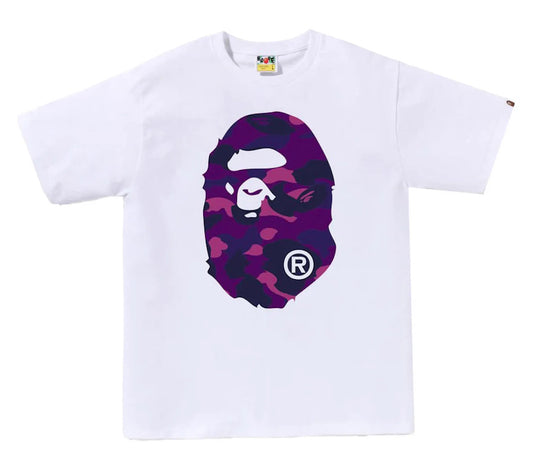 Bape Purple White Ape Head Tee